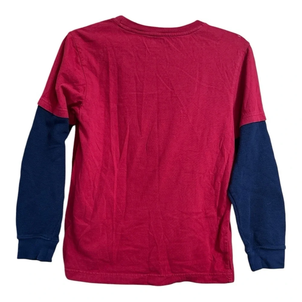 Gymboree Boy’s Red and Blue “Up to Snow Good” Graphic Long Sleeve Shirt, Sz 12